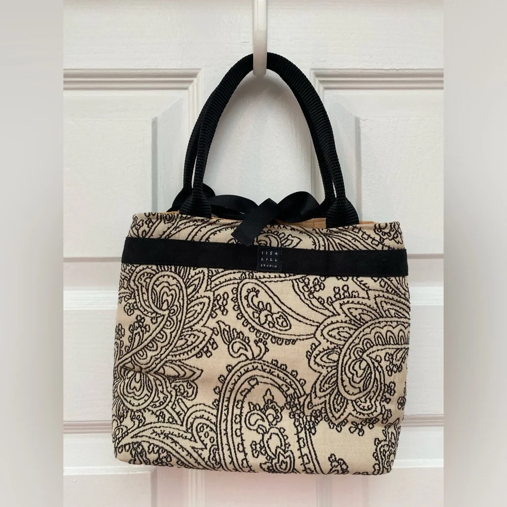 Lisa Lill Studio Black and Tan Paisley Bag (reversible!)